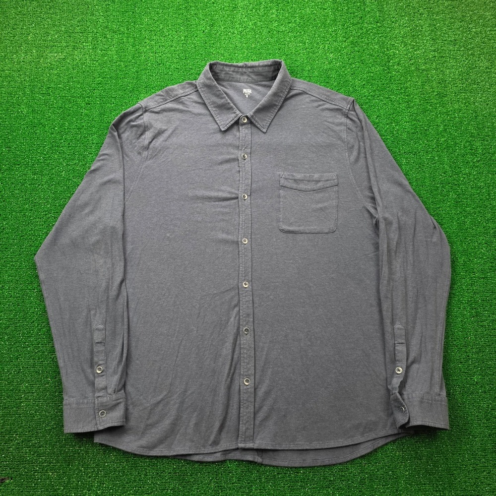 PAIGE Shirt Mens XL Blue Gray Long Sleeve Button Up Cotton Viscose Stretch Knit